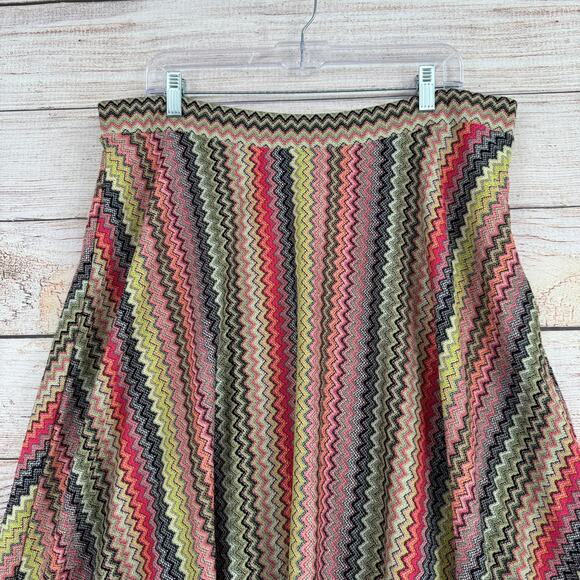 Anthropologie A+ Maeve Arely Knit Multi Color Chevron Maxi Skirt Womens 1X - Picture 3 of 11